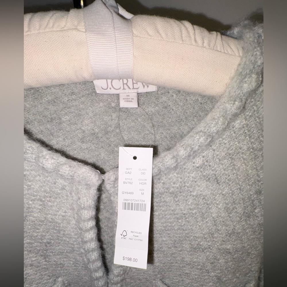 J.Crew Embellished Cardigan Lady Jacket Grey Rhinestones Medium NWT - Picture 3 of 14